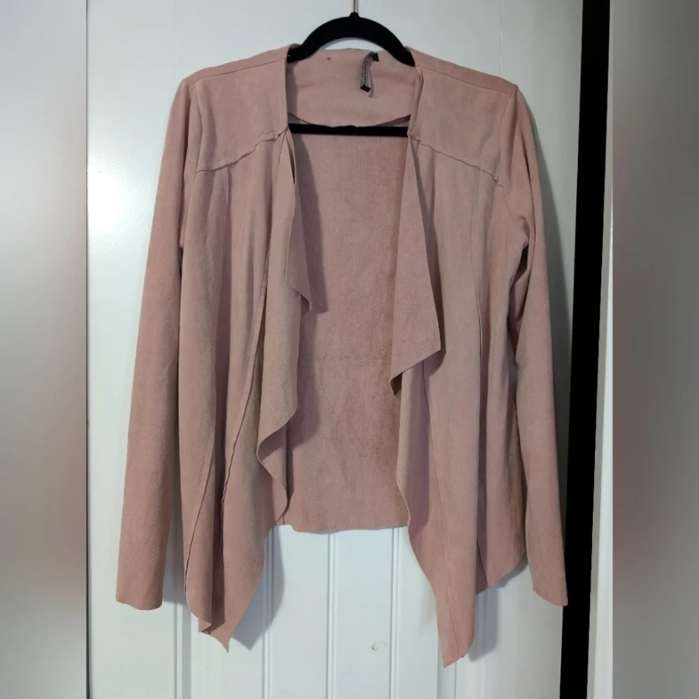 Black Tape Dusty Rose Suede Cardigan Unstructured Blazer Top - Picture 1 of 4